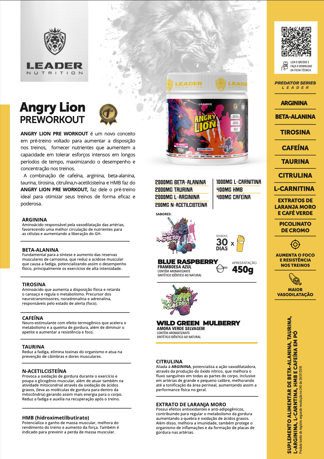 Pré-Treino Angry Lion Leader Nutrition